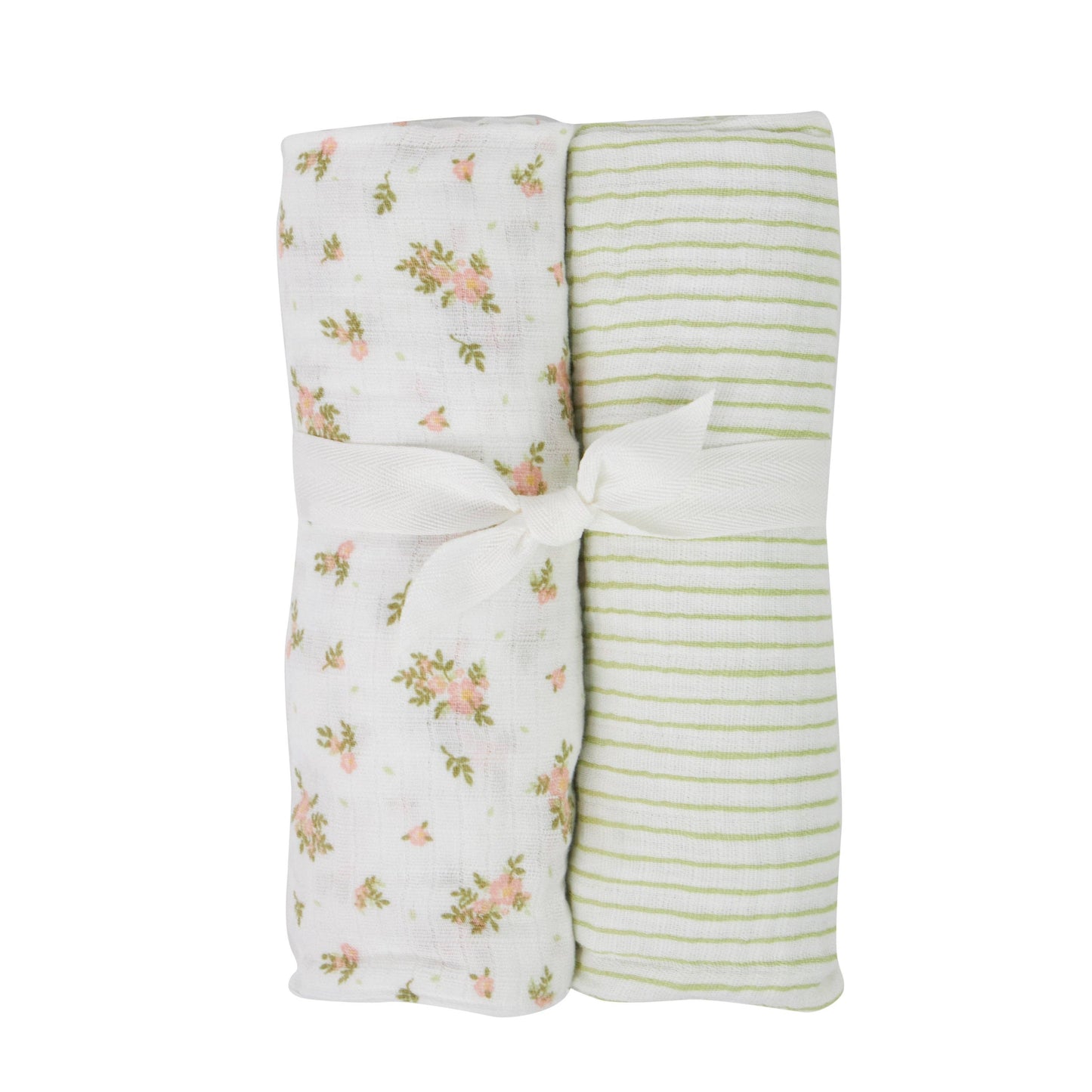 Chickpea Love Swaddle Baby Blanket 100% Muslin Cotton Baby Girl Gift Pack: Floral & Polkadot / 36x40