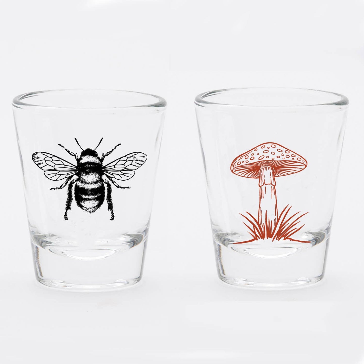 Mushroom and Bee Shot Glasses