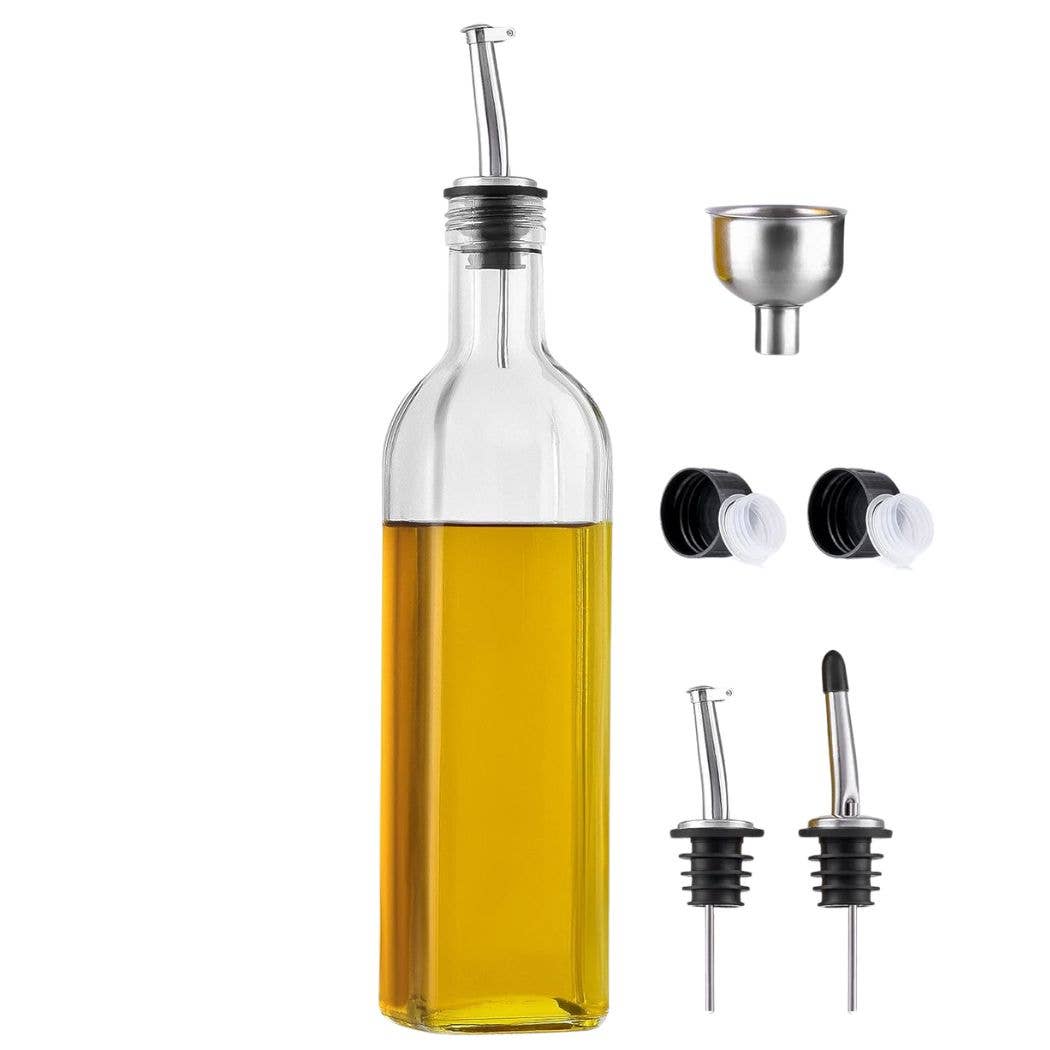 Olive Oil Dispenser Bottle16.9 oz with Accessories: Glass Dark Green