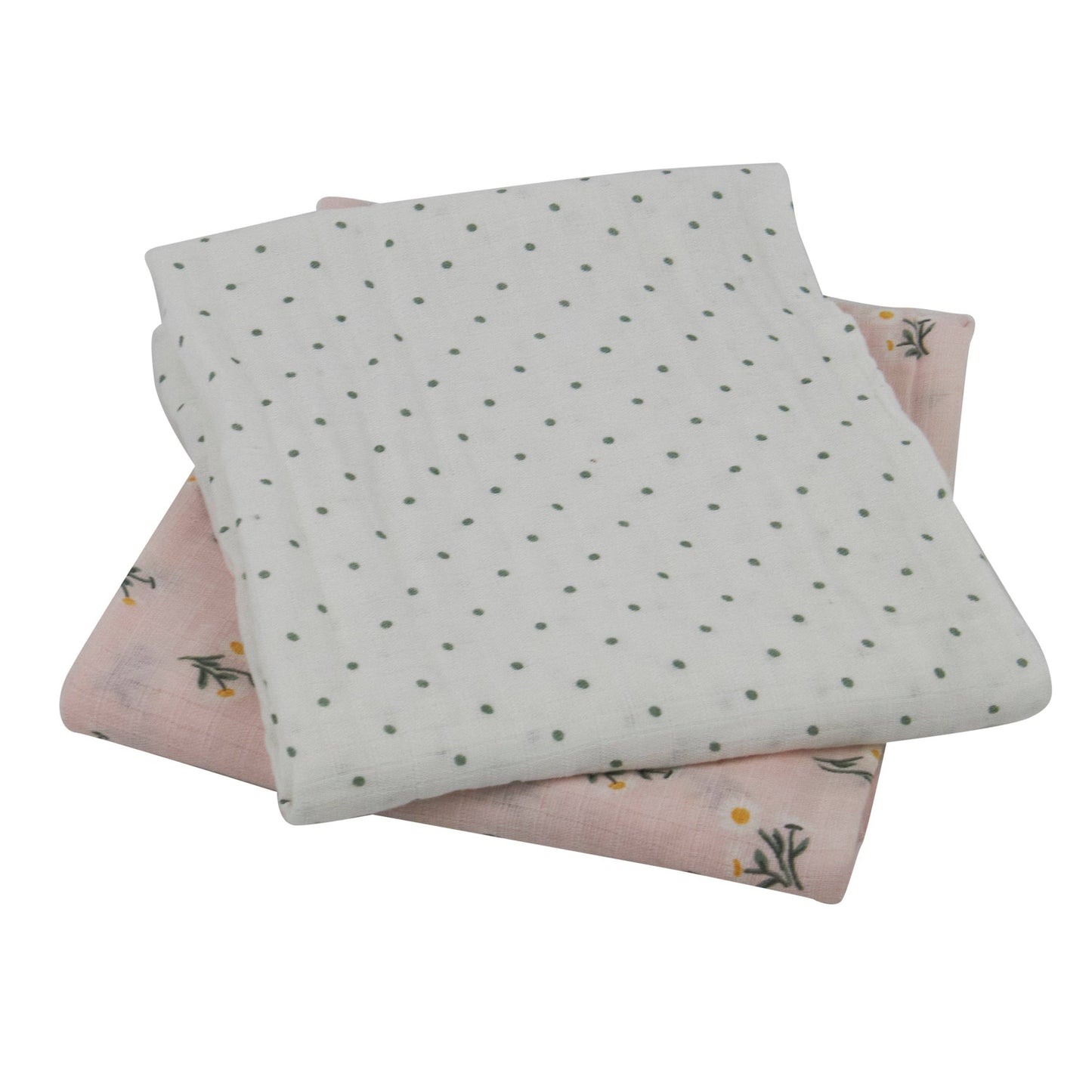 Chickpea Love Swaddle Baby Blanket 100% Muslin Cotton Baby Girl Gift Pack: Floral & Polkadot / 36x40
