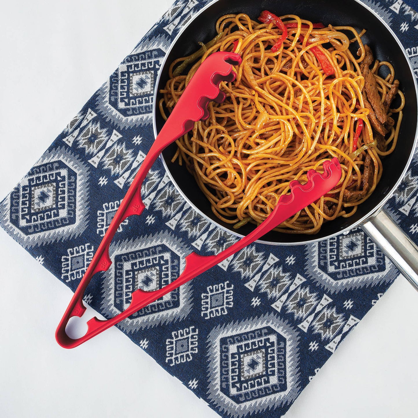Fox Run 2 in 1 Pasta Serving Tongs, Portion Utensil, 12.25"