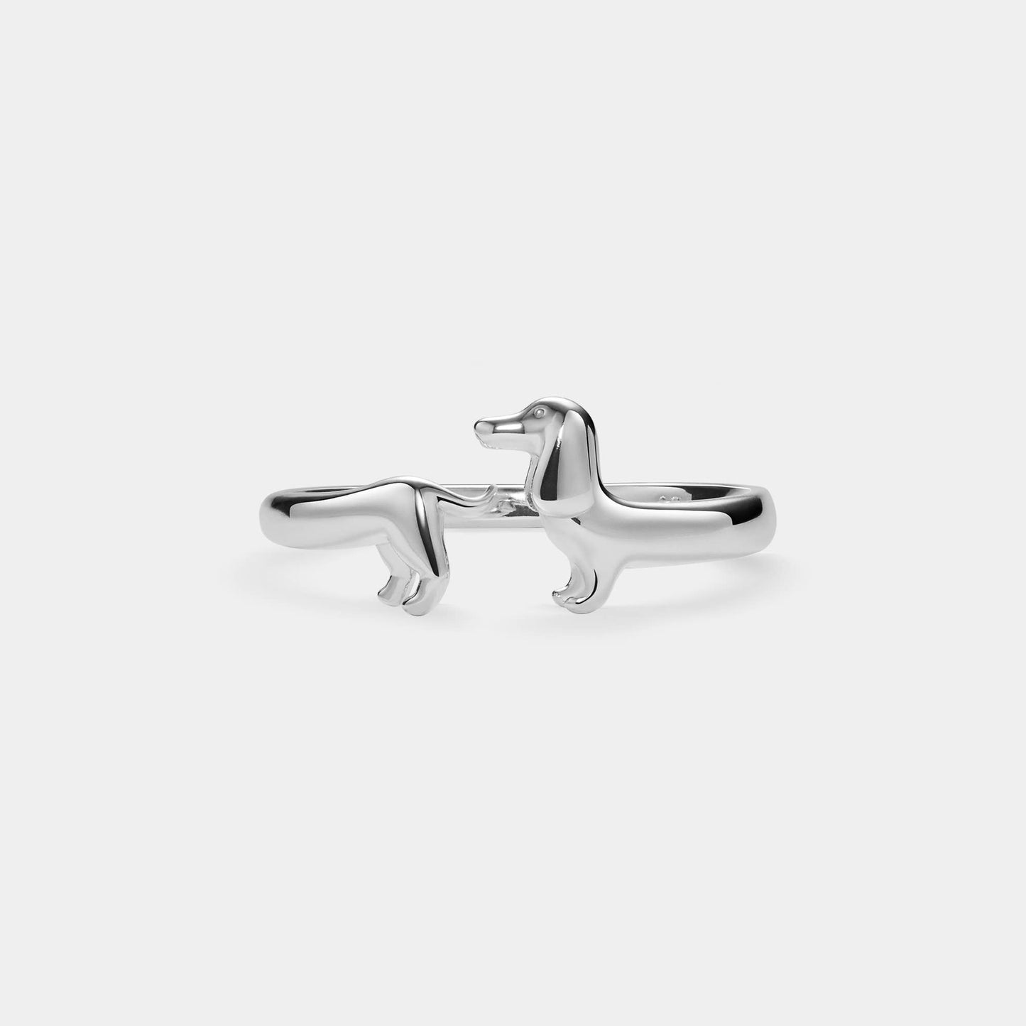 Dachshund Dog Stacking Band Ring in 925 Sterling Silver: Silver