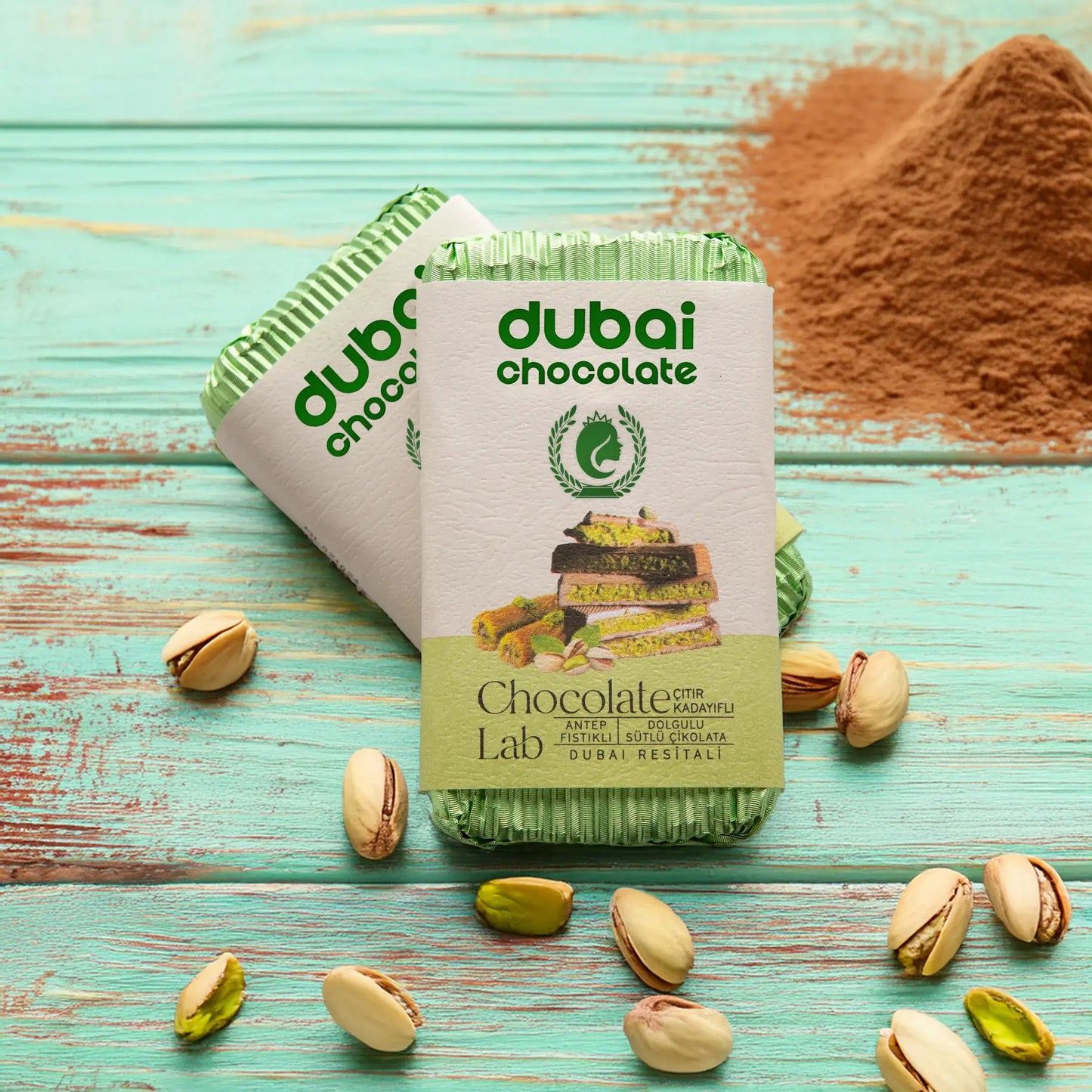 Famous Dubai Chocolate Bar, Premium Pistachio,  3.35 oz
