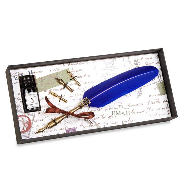 Brass Feather Nib Pen Set: Natural