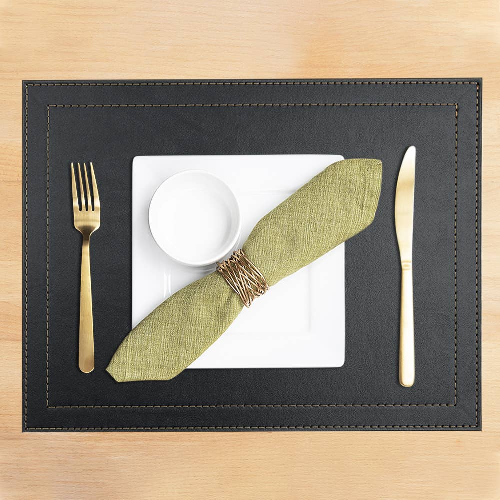 Classic Luxe Placemat Faux Leather: Brown Marble
