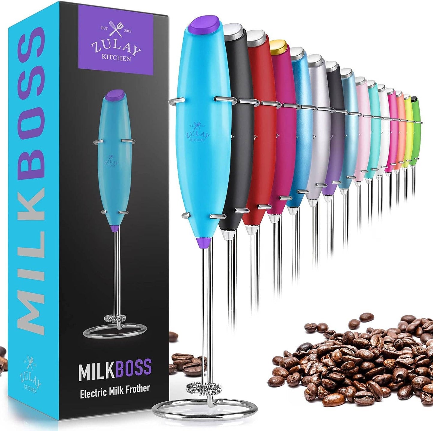 Powerful Handheld Milk Frother: Pop Green/Purple