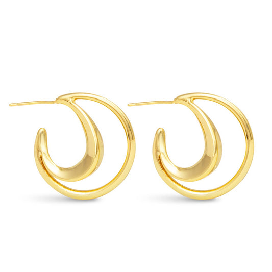 Summer Polished Double Hoop - Gold - AMANDA BLU