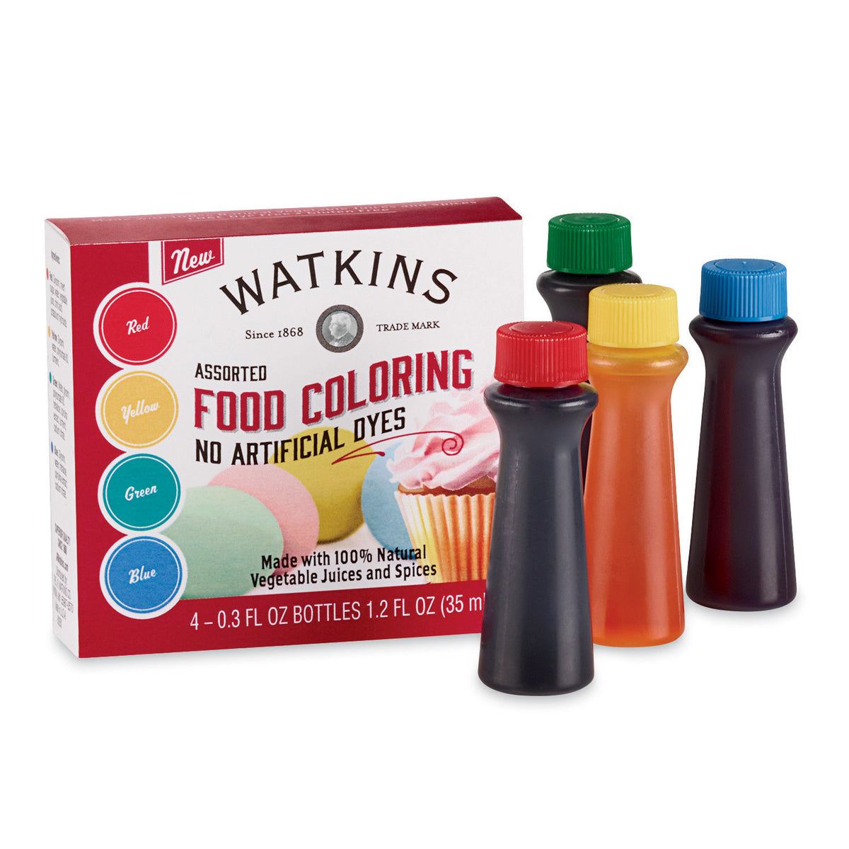 FOOD COLORING BOTTLES 4PK .3OZ