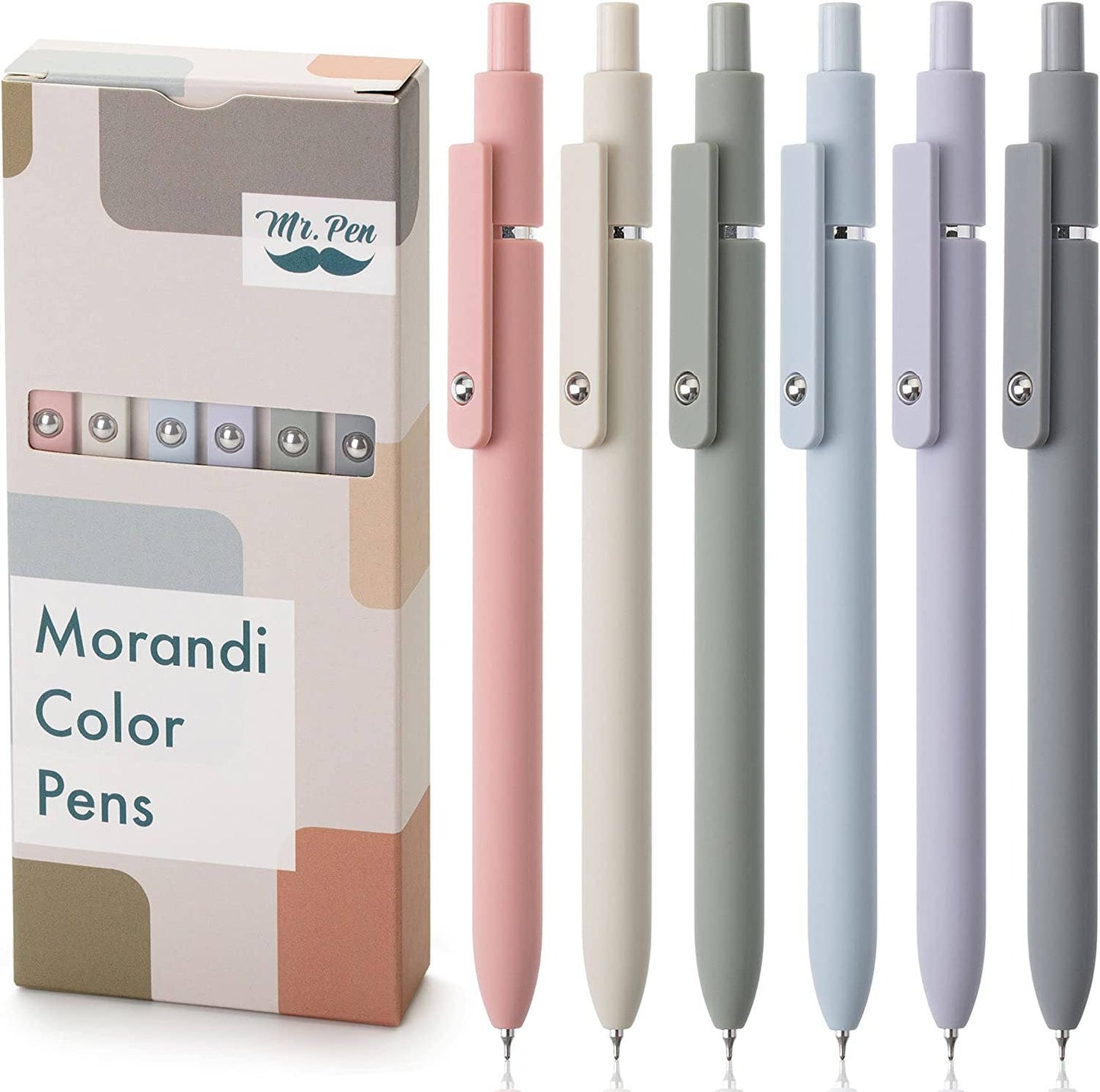 Retractable Fine Point Gel Pens, 6 Pack, Morandi: 6 pack, Morandi Barrels
