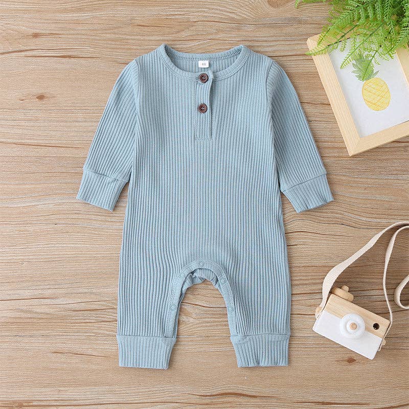 Baby Boy / Girl Cotton Knitted Style  Cardigan Jumpsuit: Gray / 6-9 Months