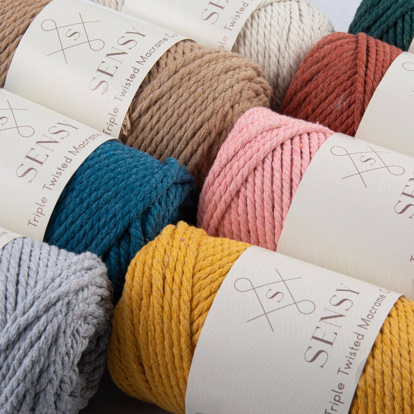 Sensy Premium 3mm - 100% Cotton 3 Strand Twisted Macrame: Silver