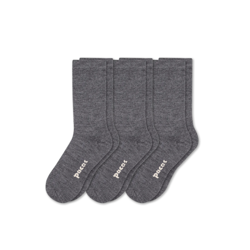 3 Pack - Women's Light-Weight Crew Pacas Socks: STRIPE/Black/Charcoal SolidAll / Medium / Large (US: 8.5 - 11.5+)