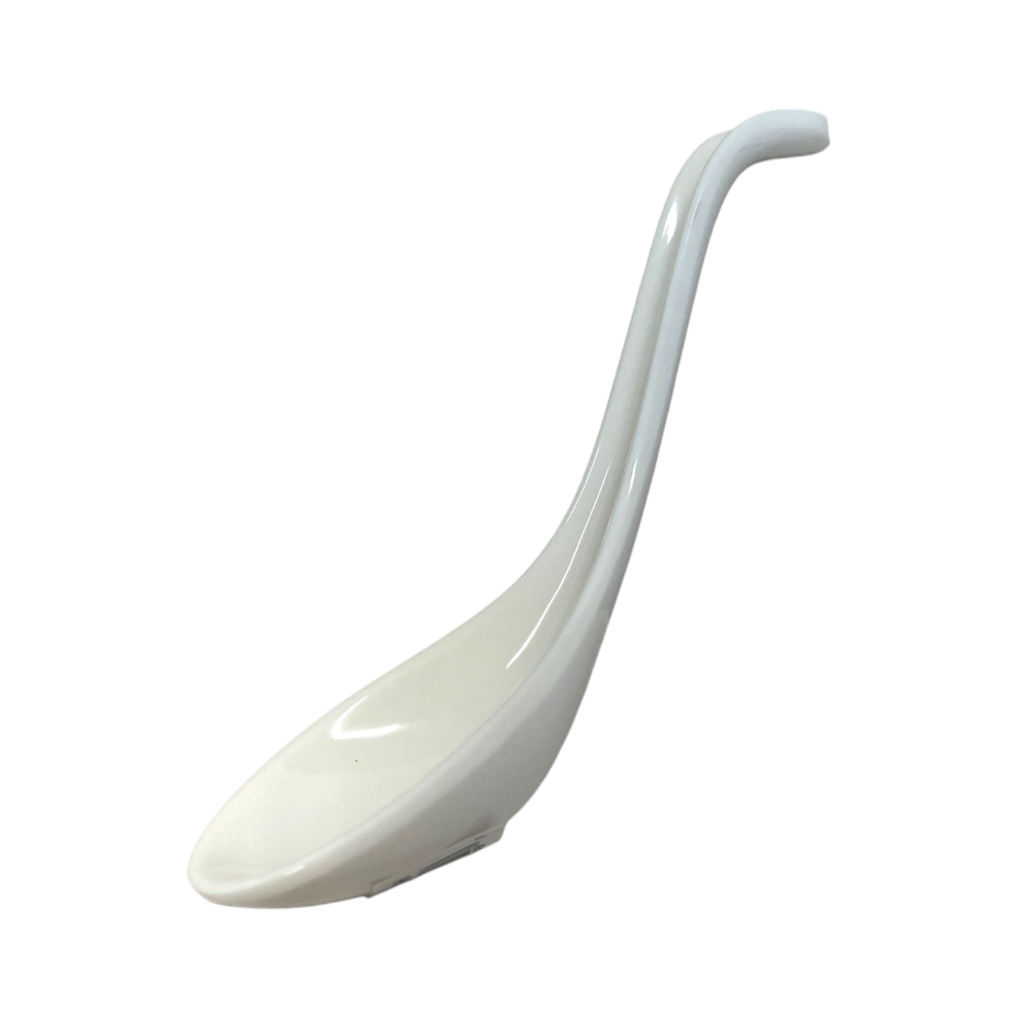 White Melamine 6 Inch Length Curved Soup Spoon (12/576)