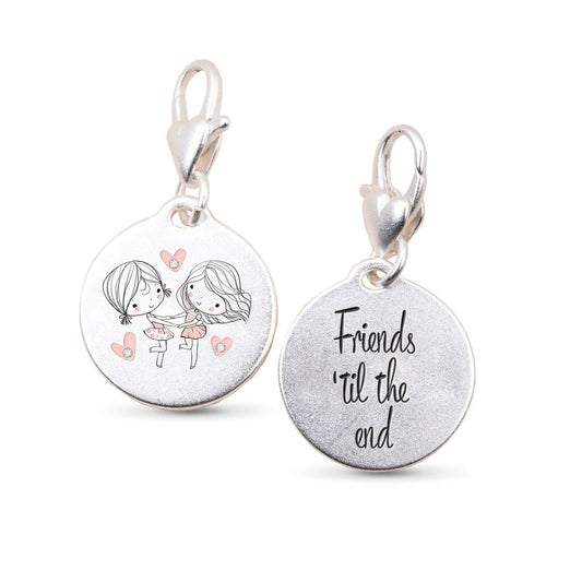 Silver 1 Tone Medallion Girls Friends Til the End