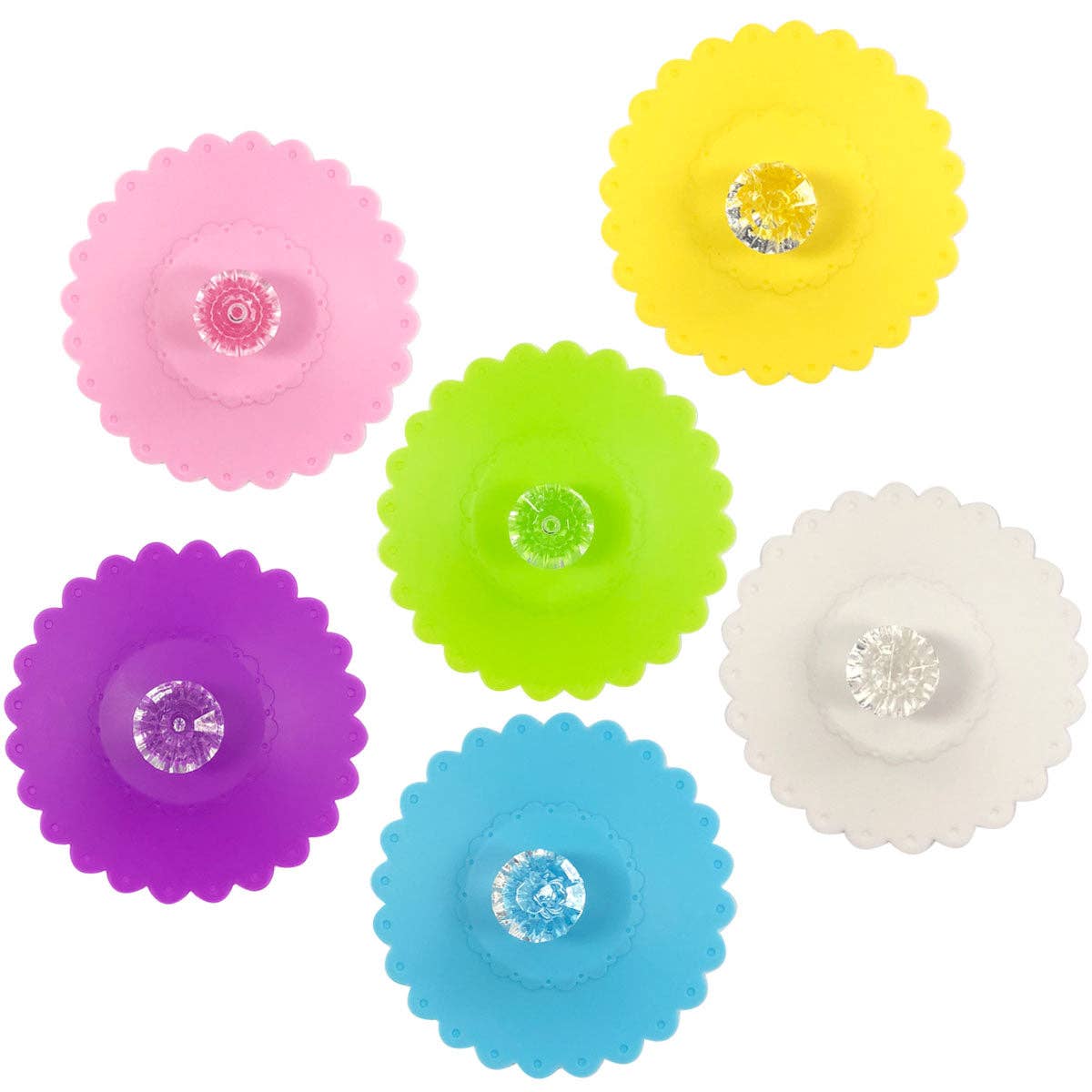 Wrapables Silicone Cup Lids, Anti-Dust Airtight Mug Covers for Hot and Cold Beverages (Set of 6): Diamond