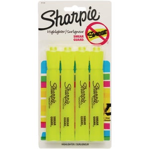 Sharpie Accent Yellow Tank-Style Highlighter (4-Pack)