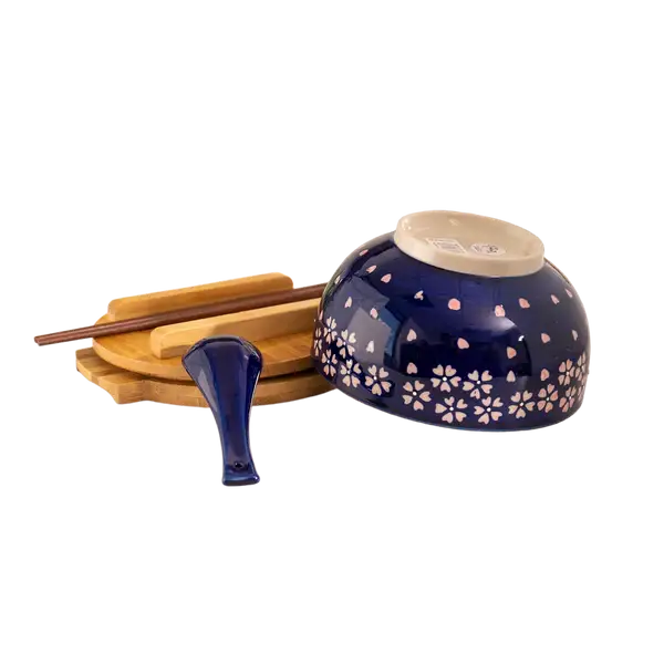 Sakura Cherry Bowl w/ Chopsticks, Spoon, Lid and Trivet Set