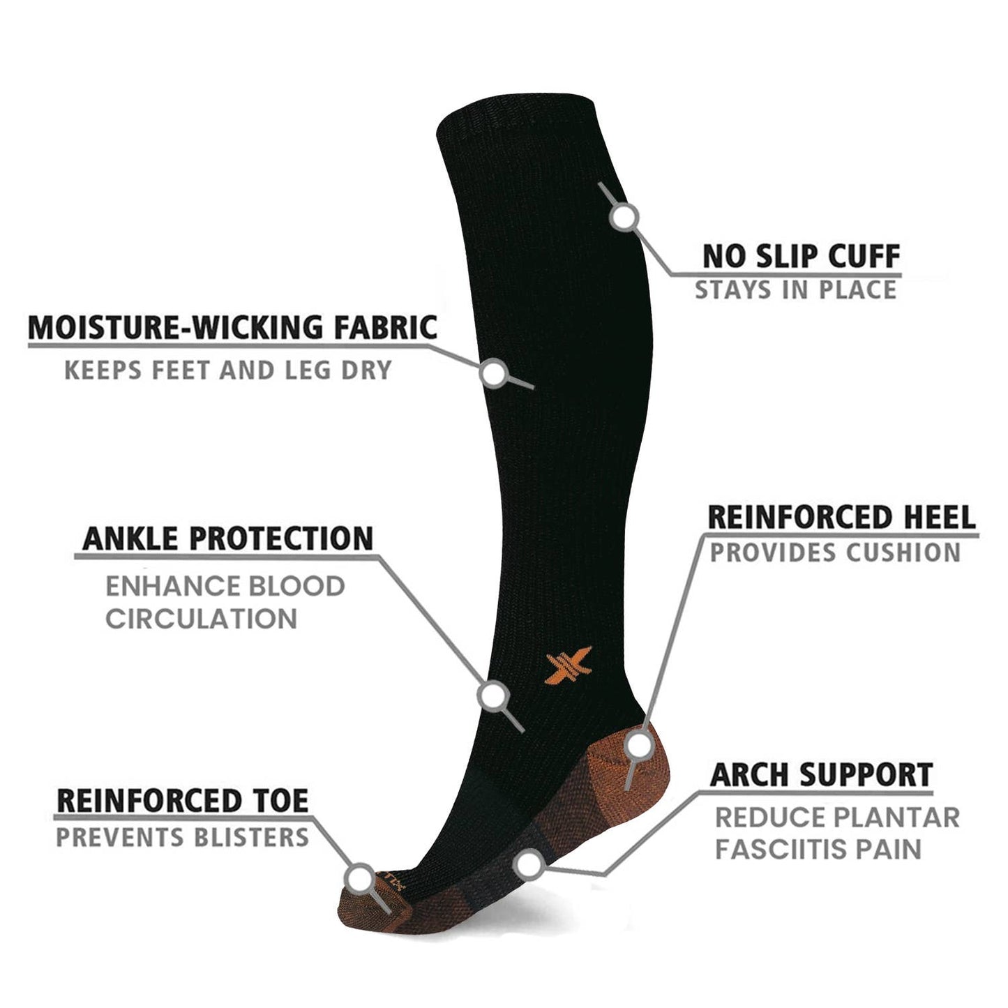 COPPER COMPRESSION SOCKS ~ ASSORTED STYLES/SIZES