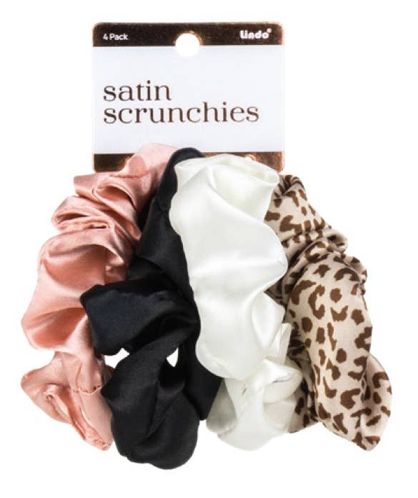 Lindo Satin Scrunchie Hair Ties (4pcs/set) - Large Size: Solid