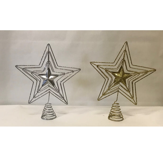 TREE TOPPER METAL STAR 11IN ASTD