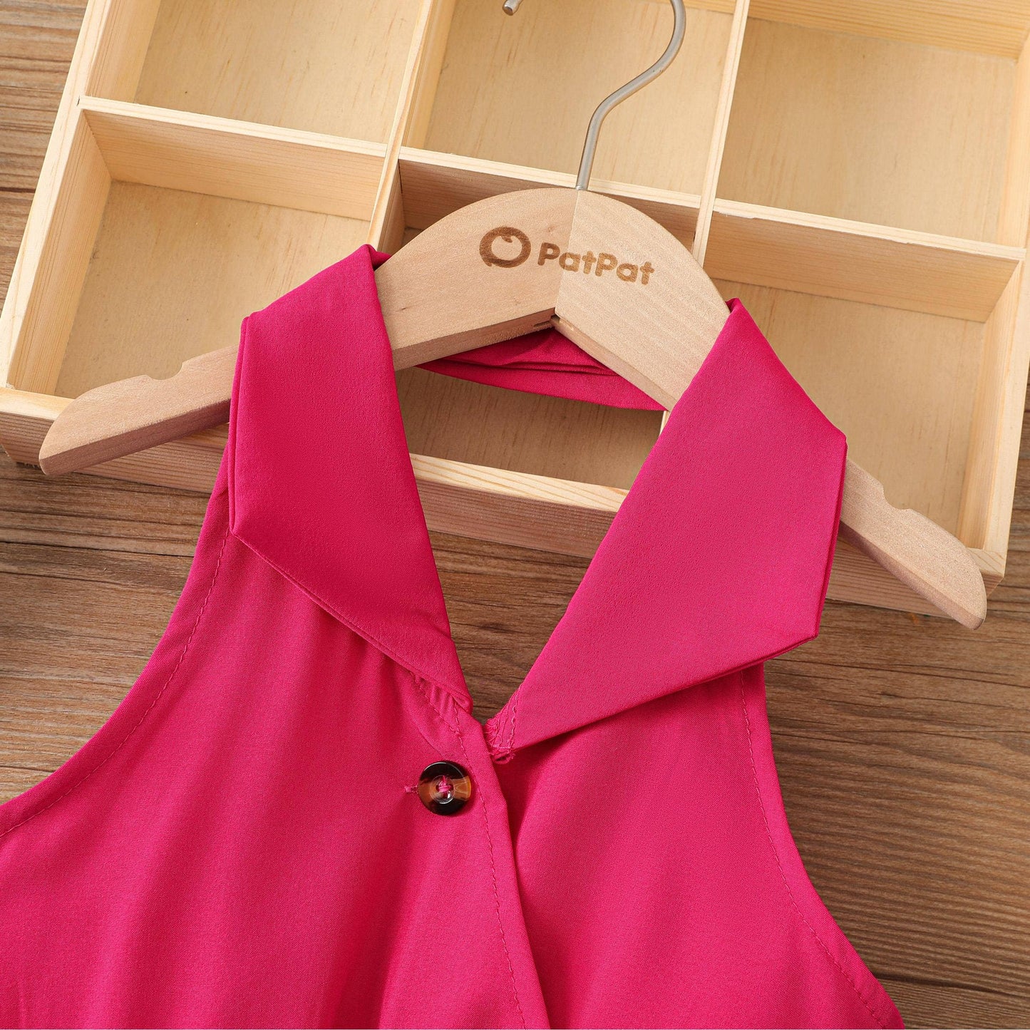 Summer Girls Halter Pleated Dress 1pc Solid Color: Roseo / 9-10 Years