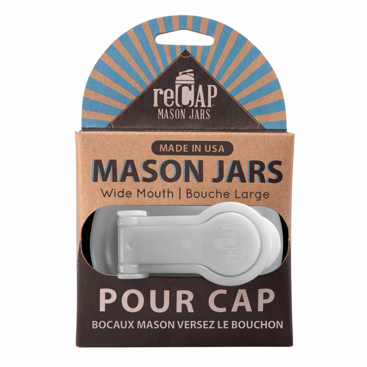 Mason Jar Pour Lid, by reCAP® - Case of 12: Silver / Wide Mouth
