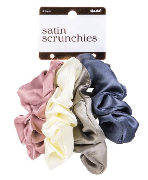 Lindo Satin Scrunchie Hair Ties (4pcs/set) - Large Size: Solid