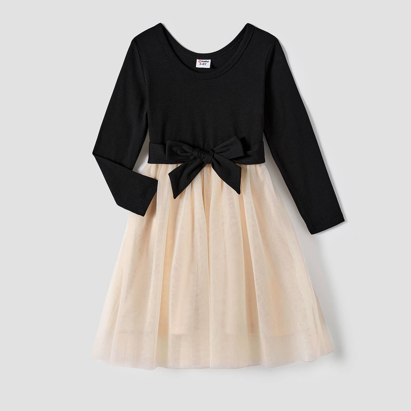 Family Matching Black-Almond Mesh Skirt and Classic Tops Set: Baby Girl:12-18M