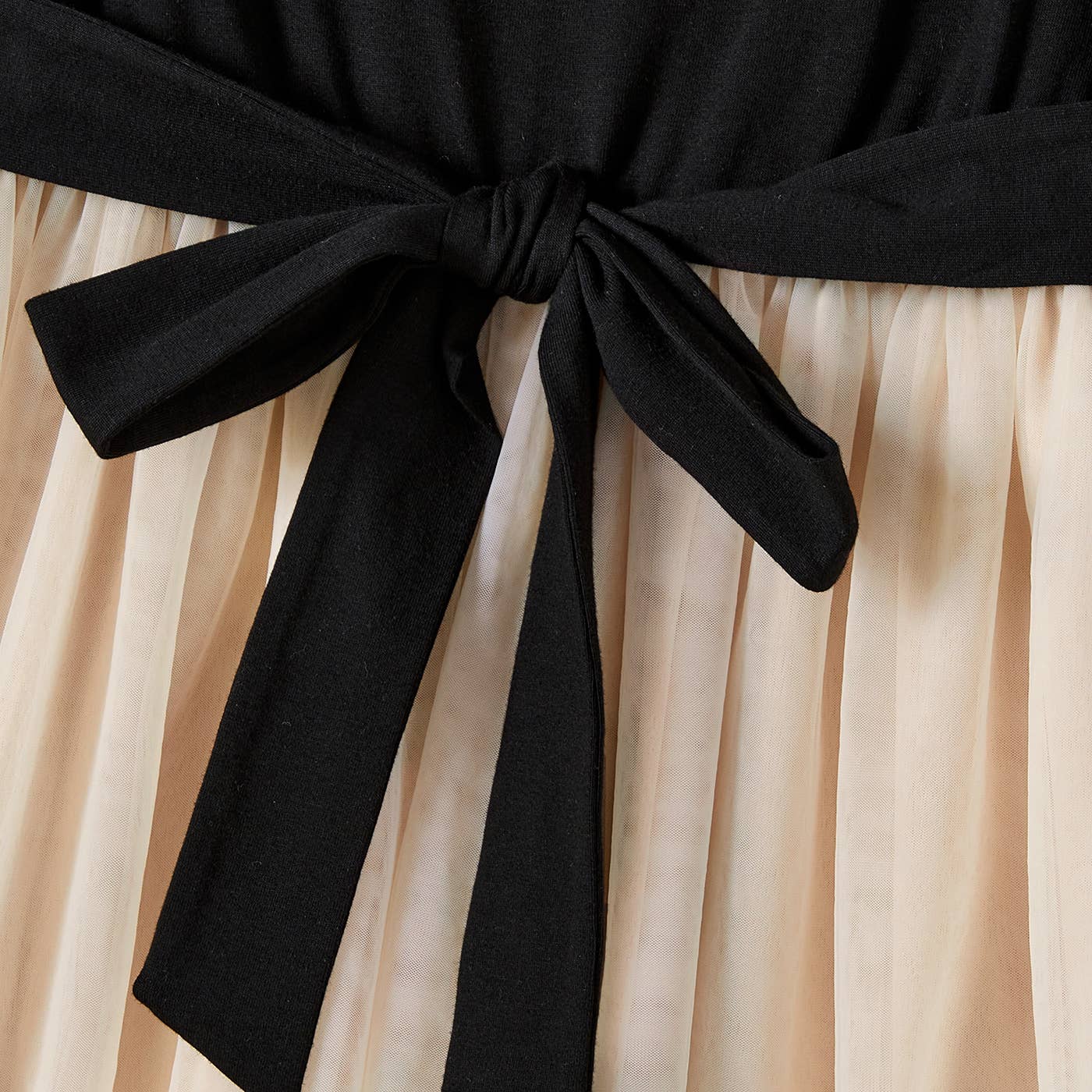 Family Matching Black-Almond Mesh Skirt and Classic Tops Set: Girl: 10-11 Years