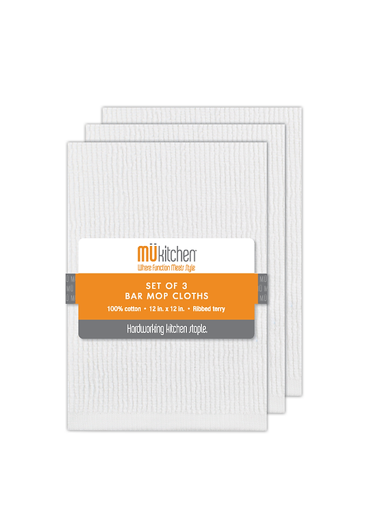 BAR MOP TOWEL S/3 WHITE