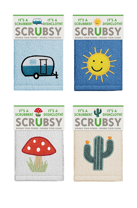 SCRUBSY DISH CLOTH AND SCRUBBER-MUSHROOM