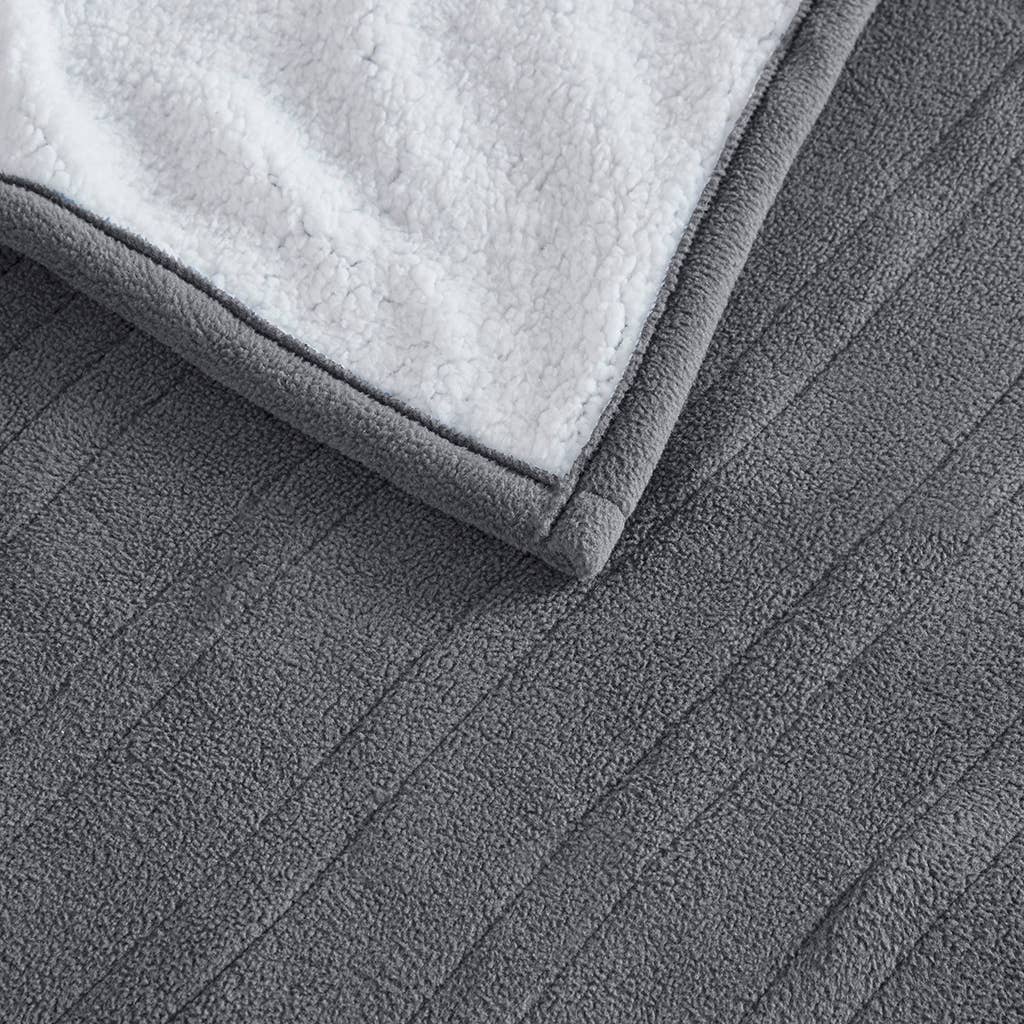 Heated Fleece & Sherpa Electric Bedding Blanket, Dark Grey: Twin