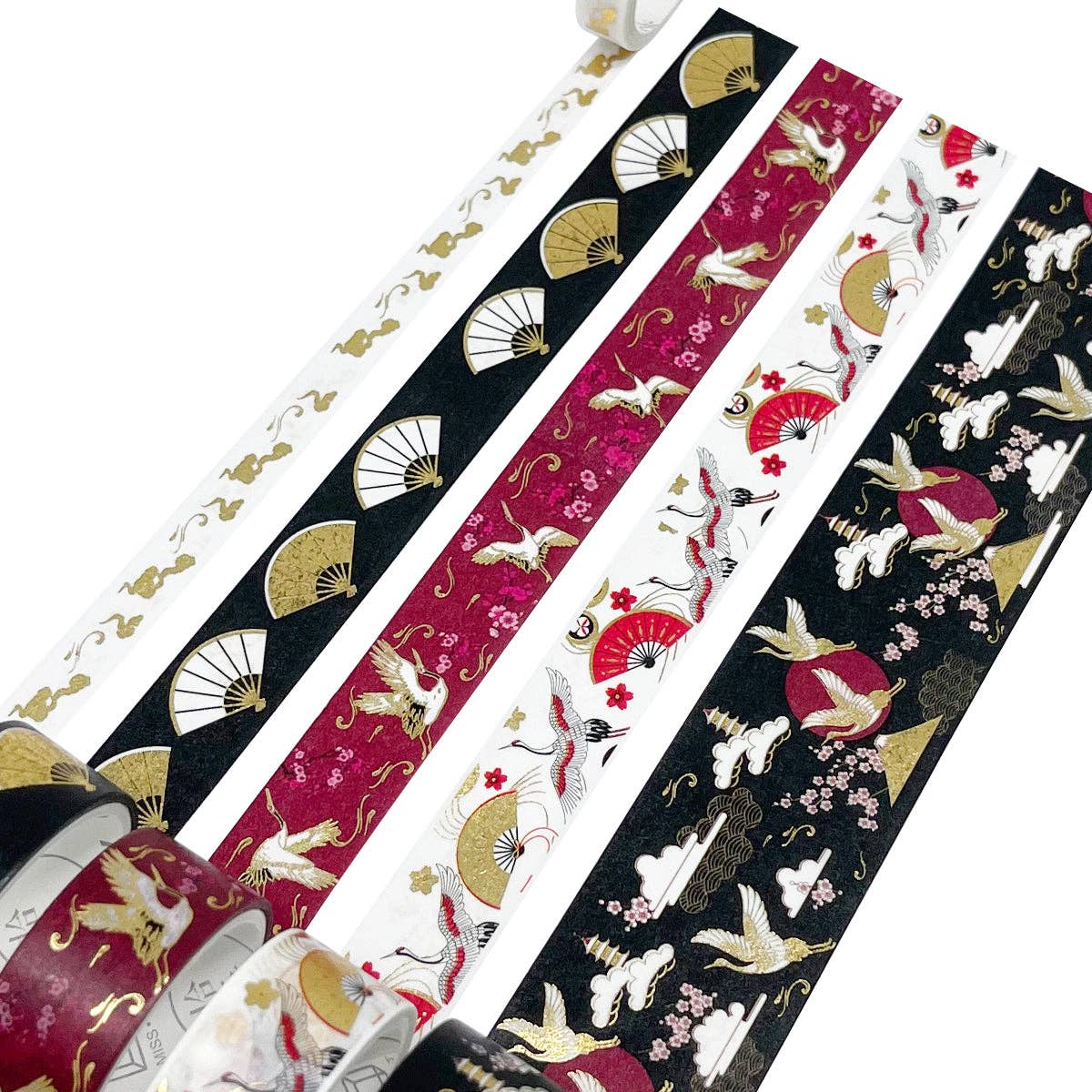 Wrapables Gold Foil Washi Tape in Gift Box Set for DIY Arts: Dancing Cranes