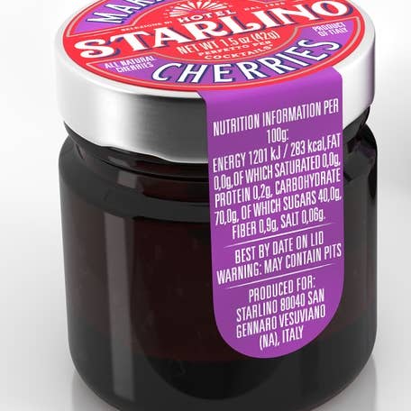 Hotel Starlino Italian Maraschino Cherries - 1.5 OZ JAR