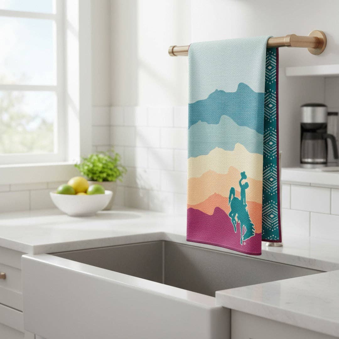 Summer Wyoming Cowboy | Waffle Weave Microfiber Towels Kitchen & Bath: Hand Towel