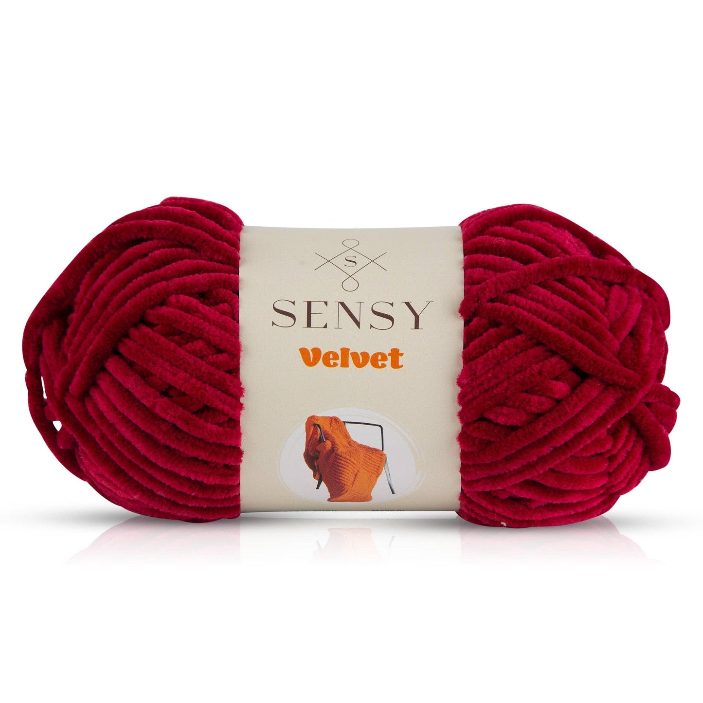 Sensy Velvet Yarn, Blanket Yarn, 3.5 oz, 132 Yards, Gauge 5 Bulky: Cherry Red / 1 Skein