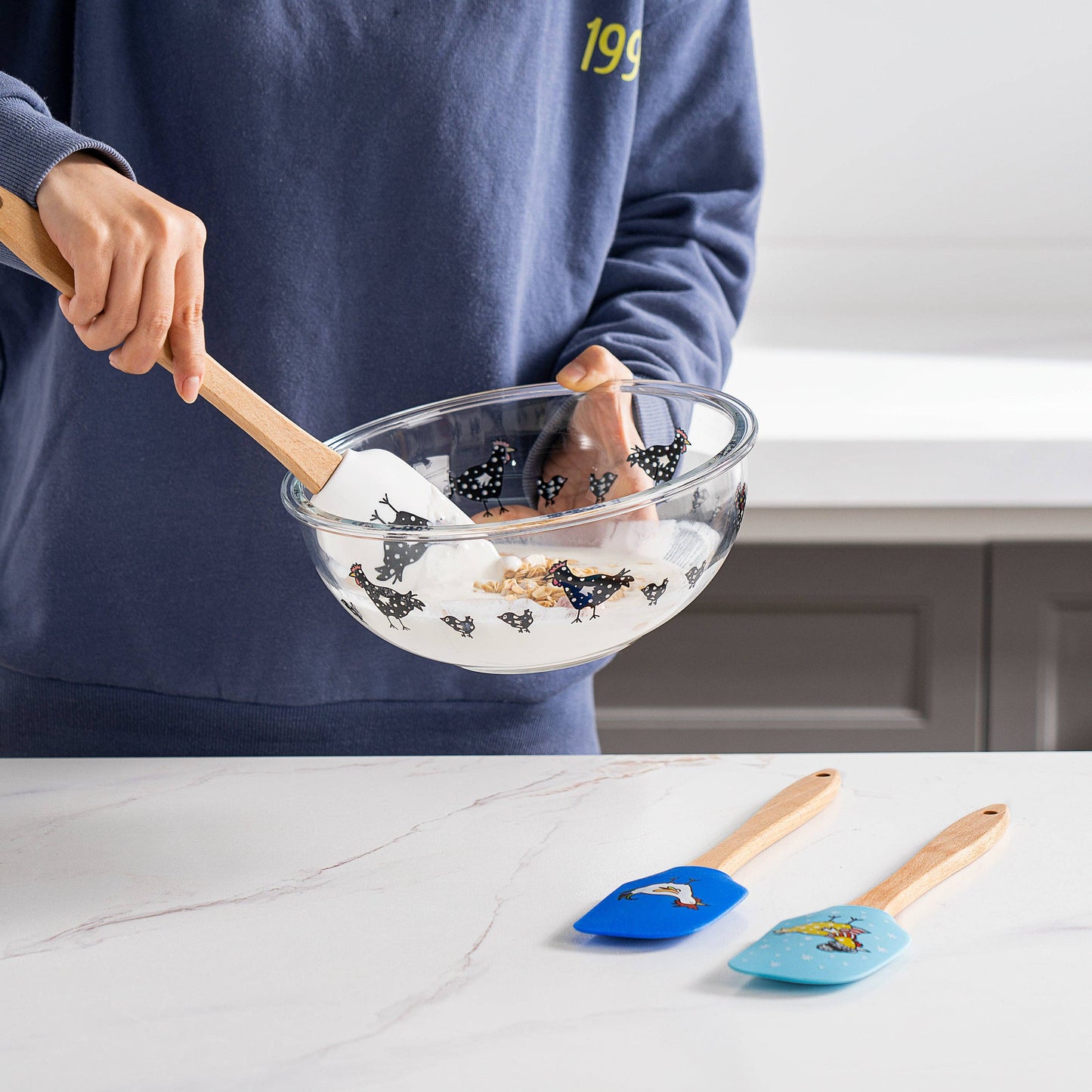 High-Heat Silicone Spatulas: BLUE/CHICKEN