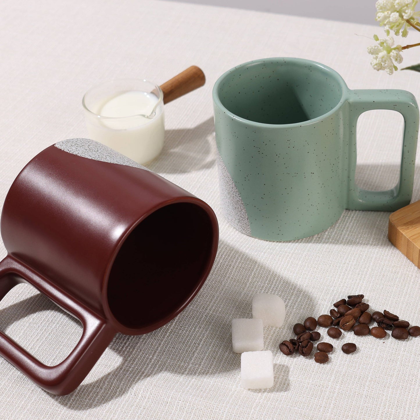 Coffee Mug Nordic Moments Recycled Ceramic Eco-Clay: Matte Green -Square Handle