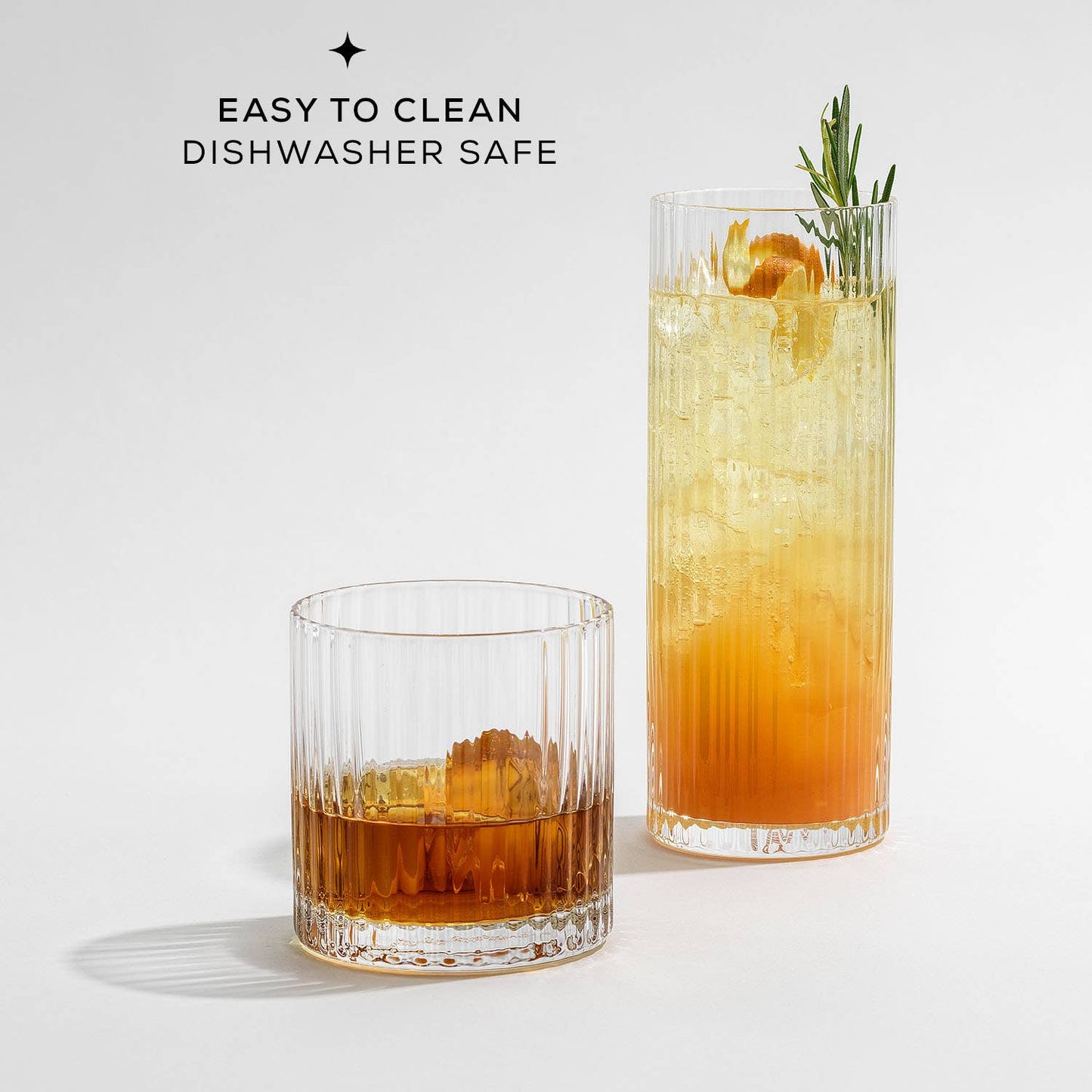 JoyJolt Elle Fluted Double Old Fashion Whiskey Glass