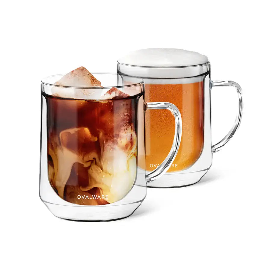 DWM-500 Double Wall Glass Mug | Clear | 17oz (500ml) | Set of 2