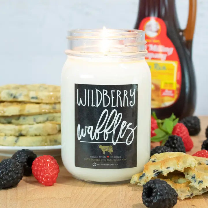 13 oz Mason Jar Candle: Wildberry Waffles