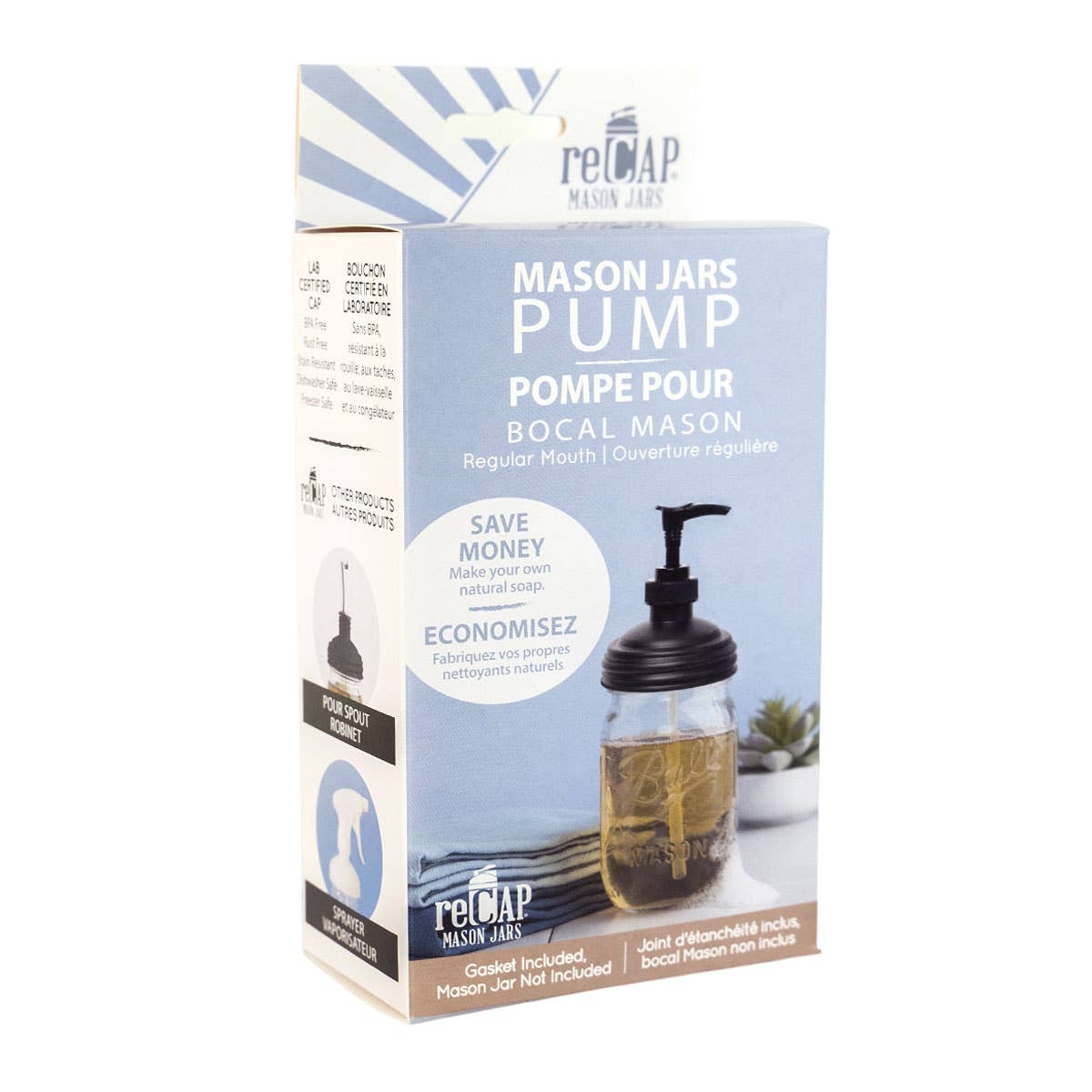 Mason Jar Pump Lid, by reCAP®- Sidekick of 16: Black