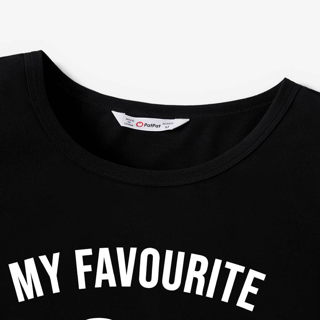 Mother's Day Grandma and Me Short Sleeves Slogan Print Tops: Black / Girl: 2 Years