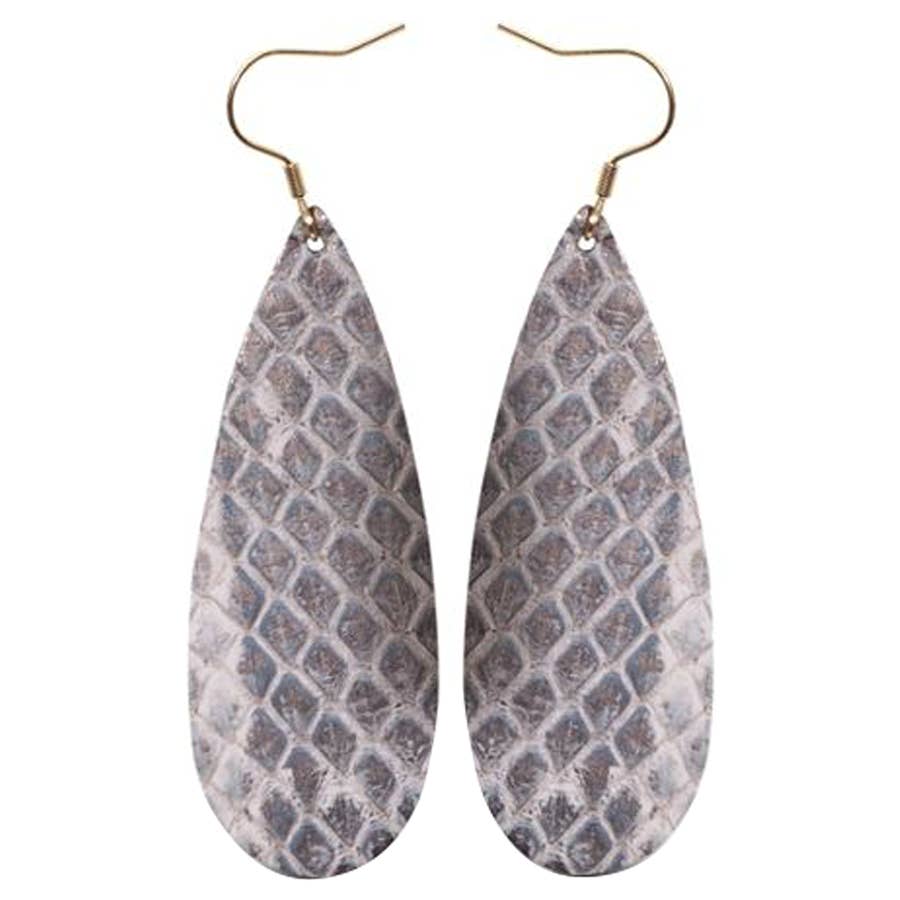 Thin Leather Teardrop Earrings - AMANDA BLU