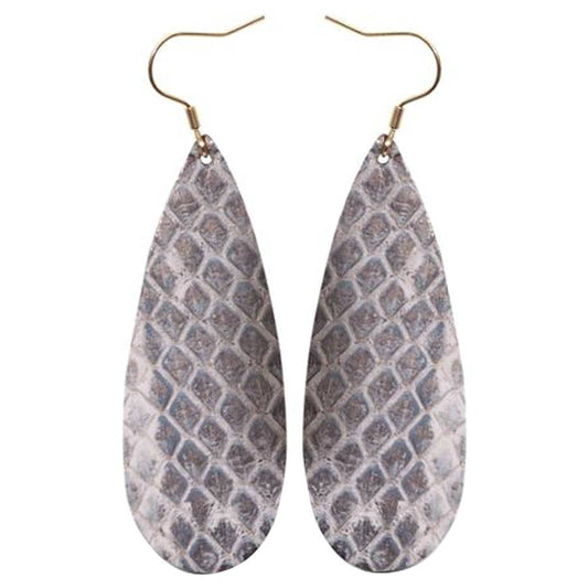 Thin Leather Teardrop Earrings - AMANDA BLU
