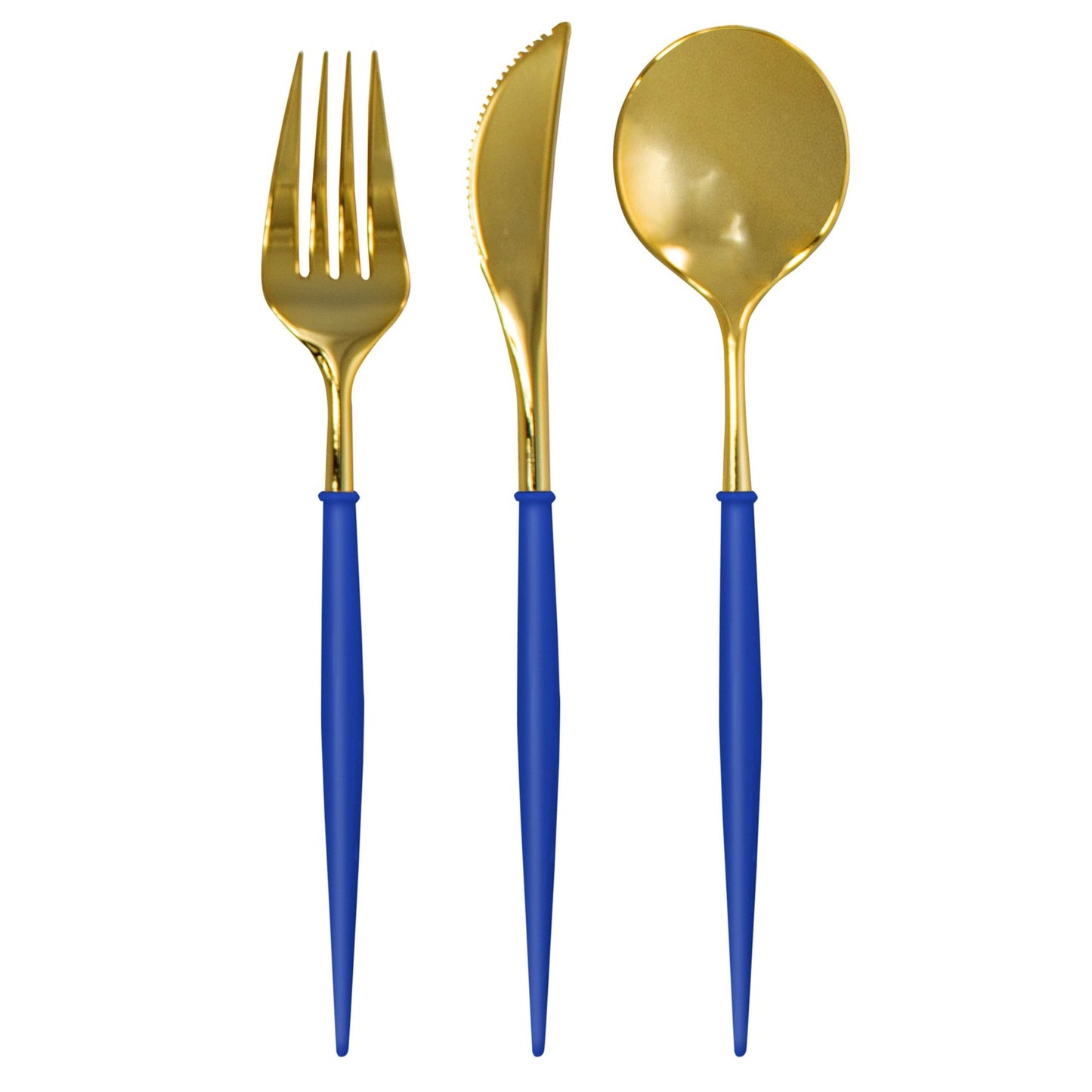 BLUE & GOLD BELLA ASSORTED PLASTIC CUTLERY/24PC, SERVICE FOR 8