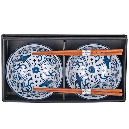6"Dx2.75"H 2PC BOWL SET W/CHOPSTICKS