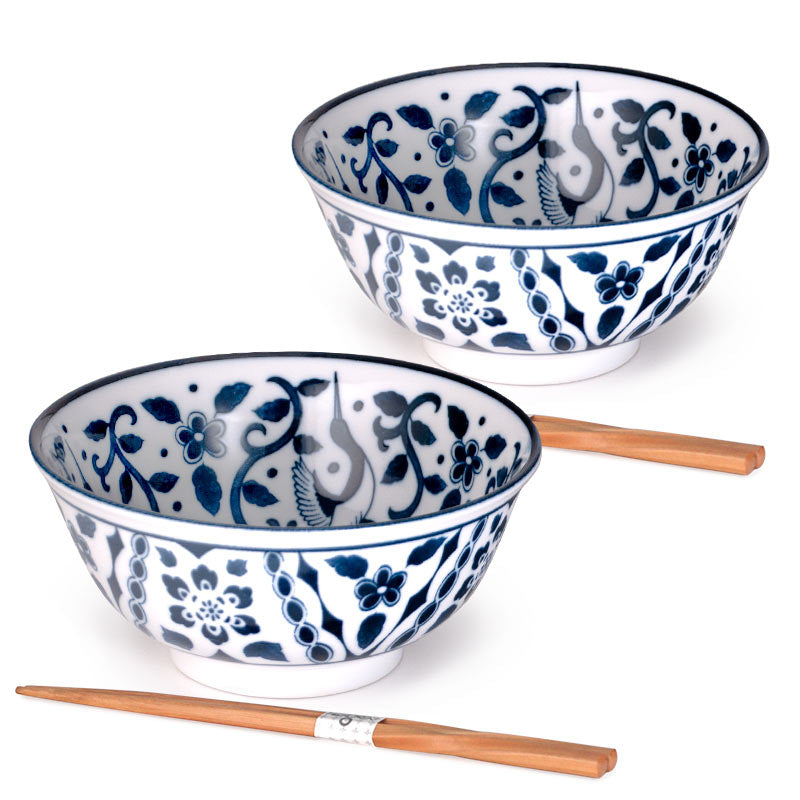 6"Dx2.75"H 2PC BOWL SET W/CHOPSTICKS