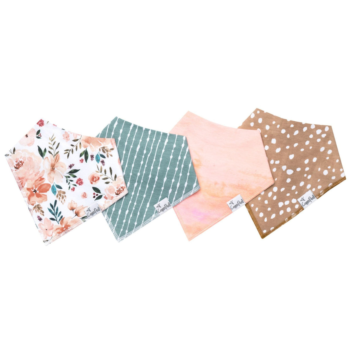 COPPER PEARL SET OF 4 BANDANA BIBS 0-36 MOS