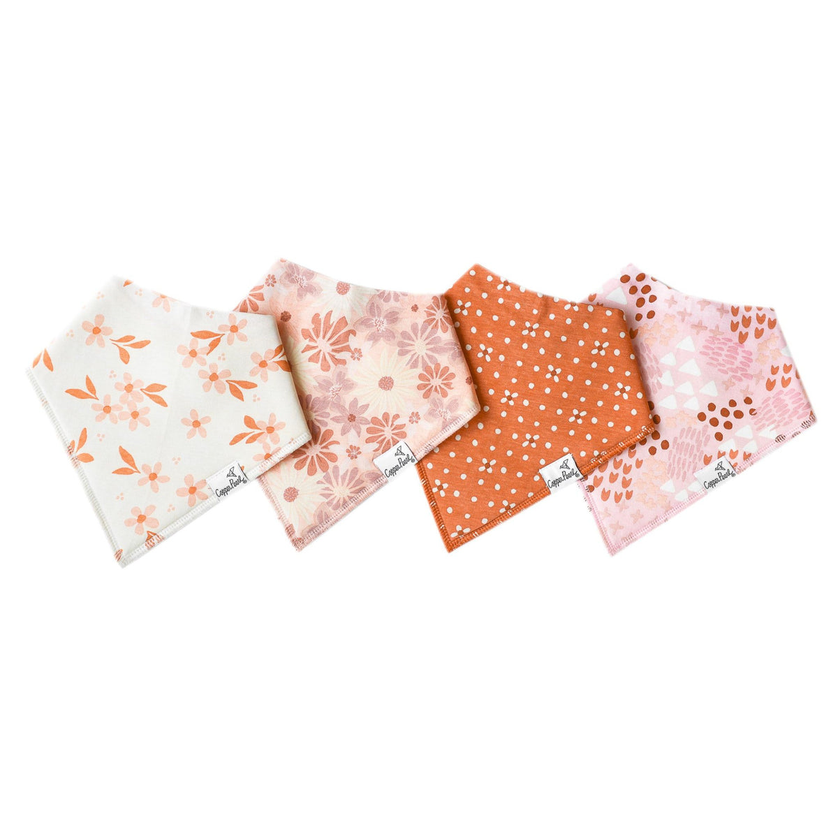 COPPER PEARL SET OF 4 BANDANA BIBS 0-36 MOS